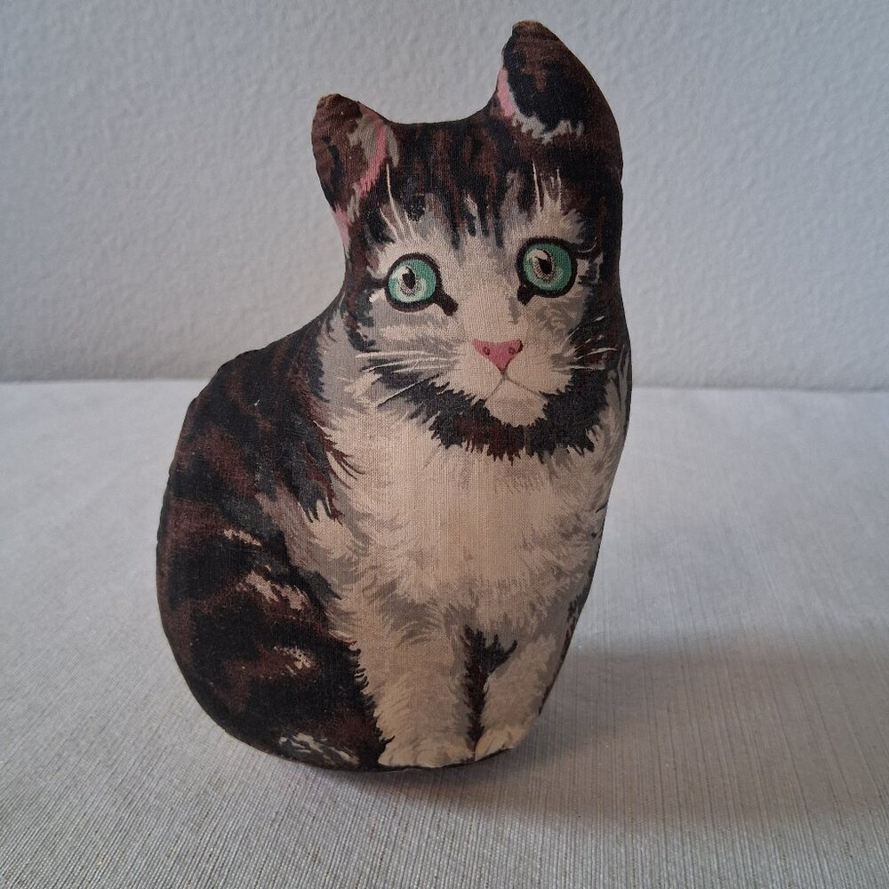 The Toy Works Vintage Cat Solid Pillow Blue Eyed Kitty Cloth 6" Vintage 1977